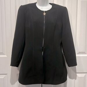 Wayne Clark Black Lined Half Zip‎ Blazer Size 10